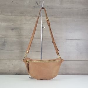 Abby Alley Tan Leather Crossbody Belt Bag - Stylish Hands-Free Carry